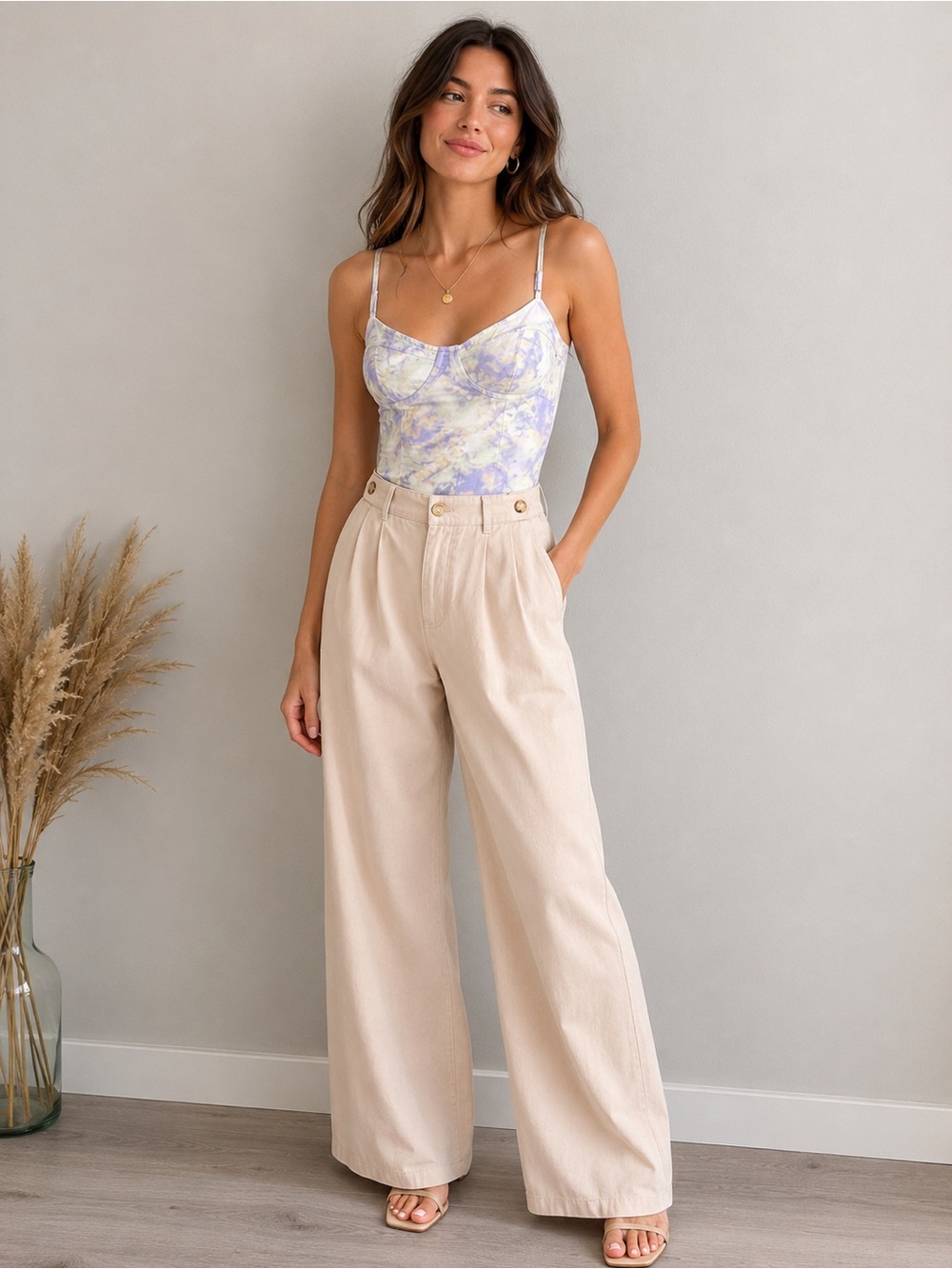 Zara Tie Dye Corset Bodysuit Size M Pastel Lavender Blue Sleeveless - Picture 11 of 11